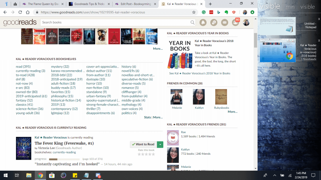 Kal from reader voracious blog's GR profile