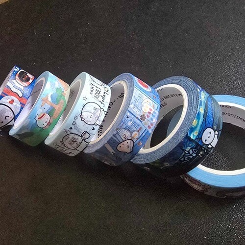 washi tapes by wiam, tcmc, emas on black background